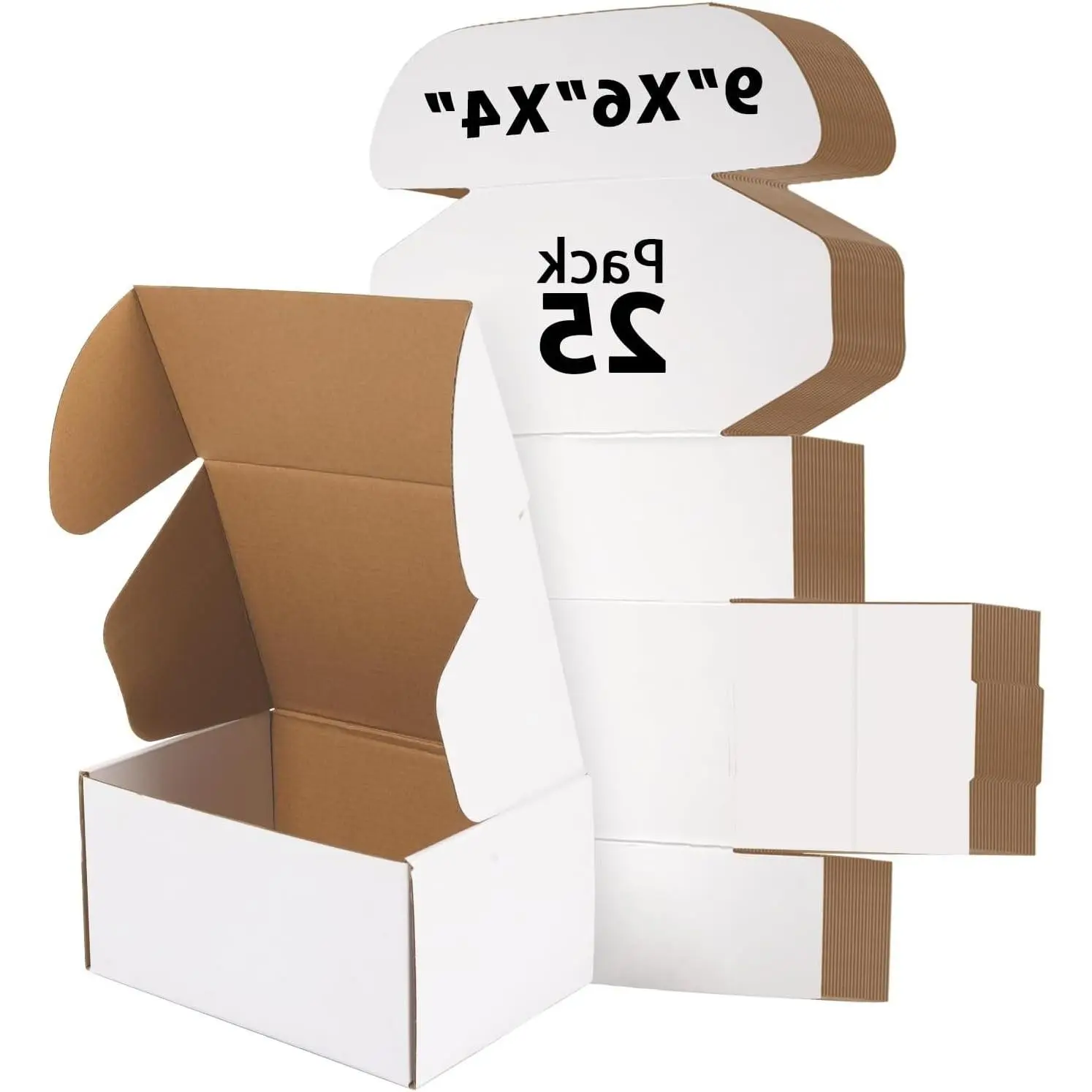 25 Pack 9x6x4 White Corrugated Cardboard Mailer Boxes – Easy Fold, Heavy Duty 3-Layer Shipping Boxes for Small Business, Mailing & Gift Packaging