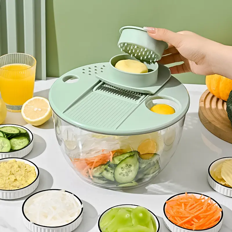 Multifunctional vegetable salad dehydrator vegetable cutter household fruit water dumper cucumber potato shredding slices dryer