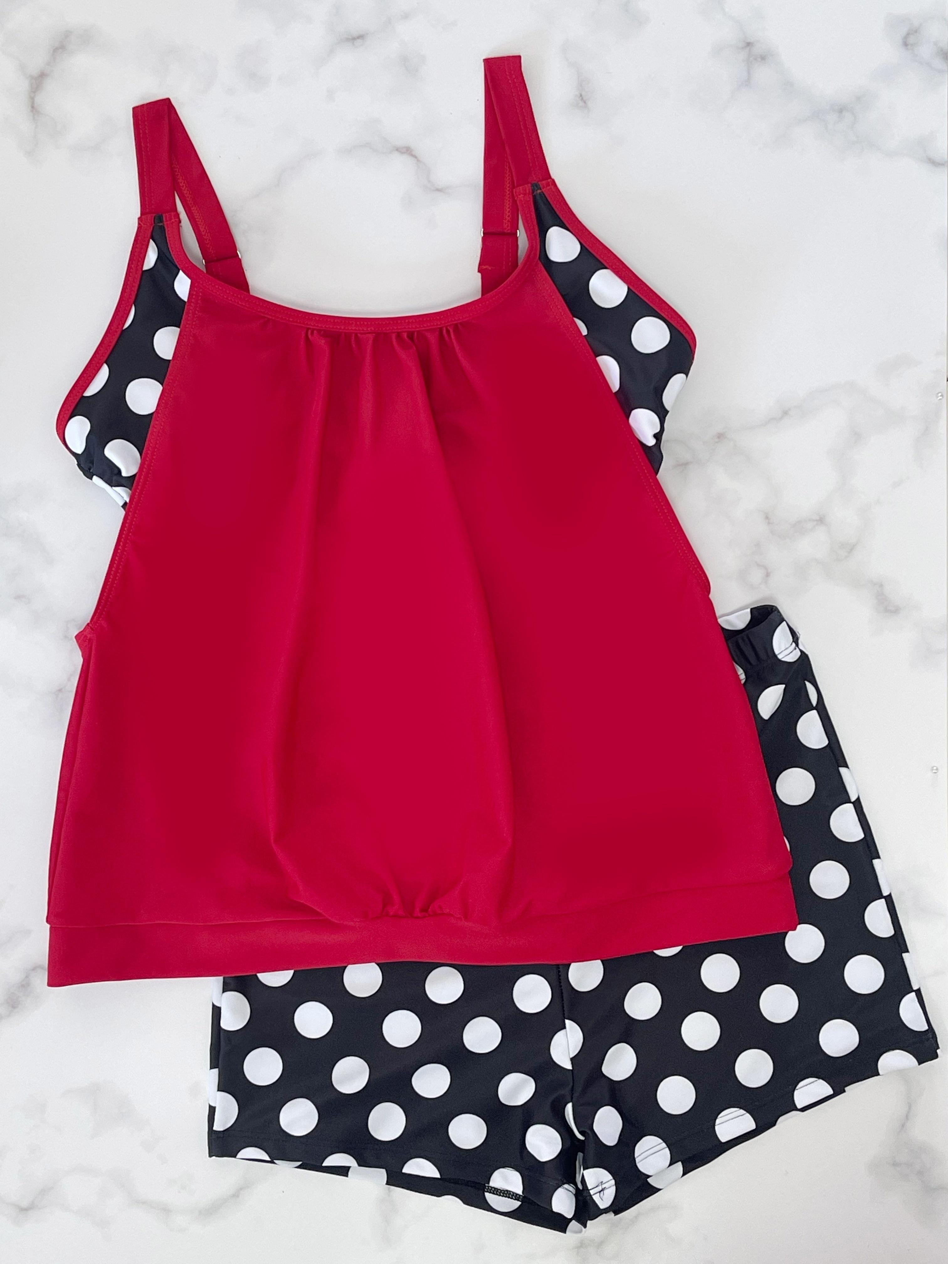 Flattering Tummy Control Racerback Tankini with Boy Shorts - Ideal for Beach Days, Pool Parties & Family Vacations |   2026 New Arrival Plus Size Swimwear That Hides Tummy, Family Approved Swim, Abercrombie Bikini Inspired Bathing Suits for Women cute