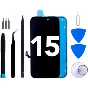 for iPhone 15 6.1" Screen Replacement Kit LCD Display 3D Touch Digitizer Assembly with Frame Adhesive and Repair Tools for Models A2846/A3089/A3092/A3090
