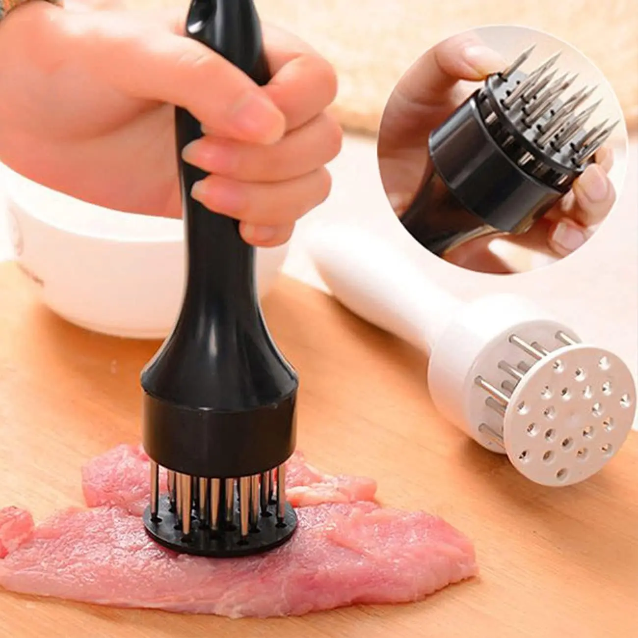 Meat Tenderizer Tool with Ultra Sharp Stainless Steel Needle Blades  Meat Tenderizer Tool Profession Kitchen Gadgets Jacquard for Tenderizing and Cooking BBQ, Marinade, Steak, Beef, and Poultry