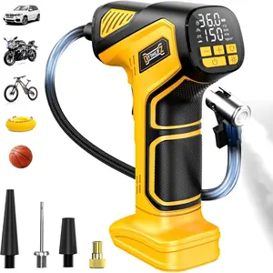Cordless Tire Inflator | Portable Air Compressor for Dewalt 20V Battery | 150PSI Digital Gauge & LED Light for Cars, Bikes & More