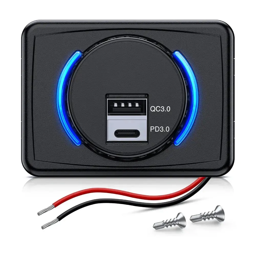 Nilight 12V 24V PD Type C USB Charger 3A Car Outlet