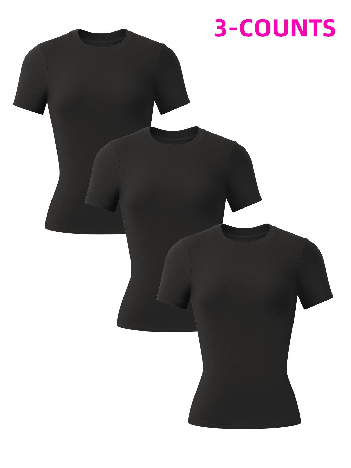 Women's Solid Sports Tee, Breathable Comfortable Short Sleeve T-shirt for Yoga Gym Workout Running, Ladies Sportswear for Summer