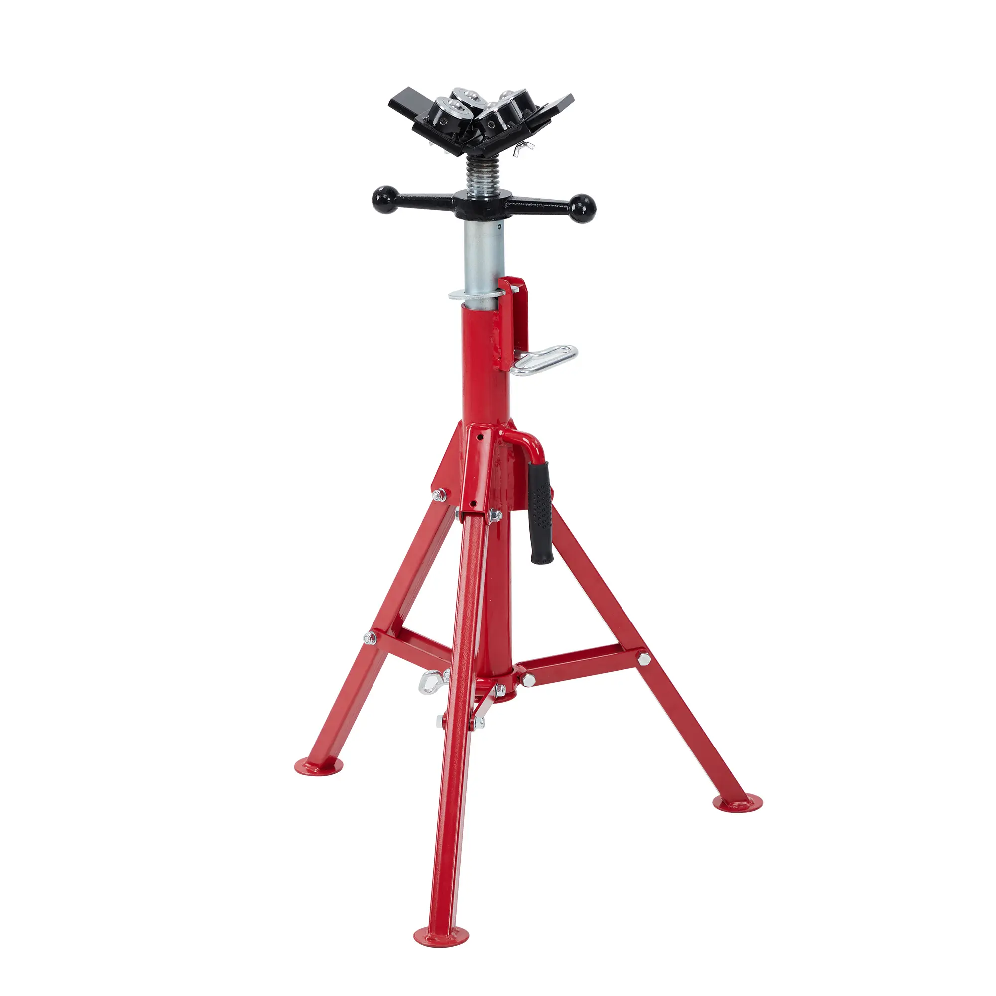 Pipe Jack Stand with 4-Ball Transfer V-Head, 2500LB Welding Pipe Stand with Folding Legs, Adjustable Height 28-52IN, Pipe Jacks for Welding
