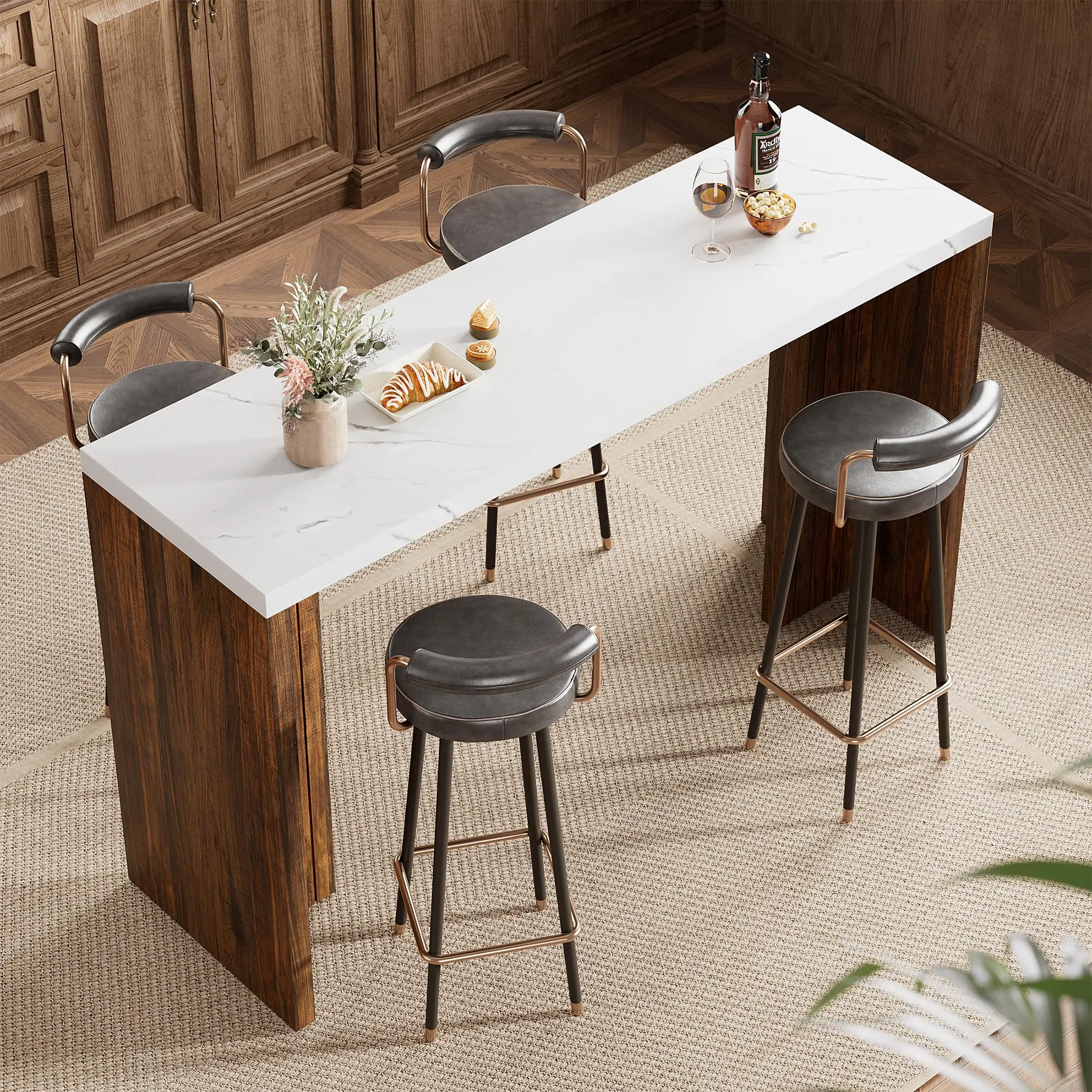 Gaomon 55 Inch Counter Height Bar Table, Modern Rectangular Pub Table for 4-6, Thick Top Kitchen Island Alternative, Easy Assembly, Scratch Resistant, Industrial Style Dining Table