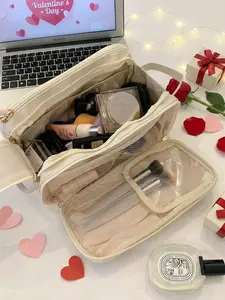 Valentine's Day Makeup Bag Large Capacity Cosmetic Storage Pouch, Multi-Functional Travel Portable Waterproof Hanging Organizer