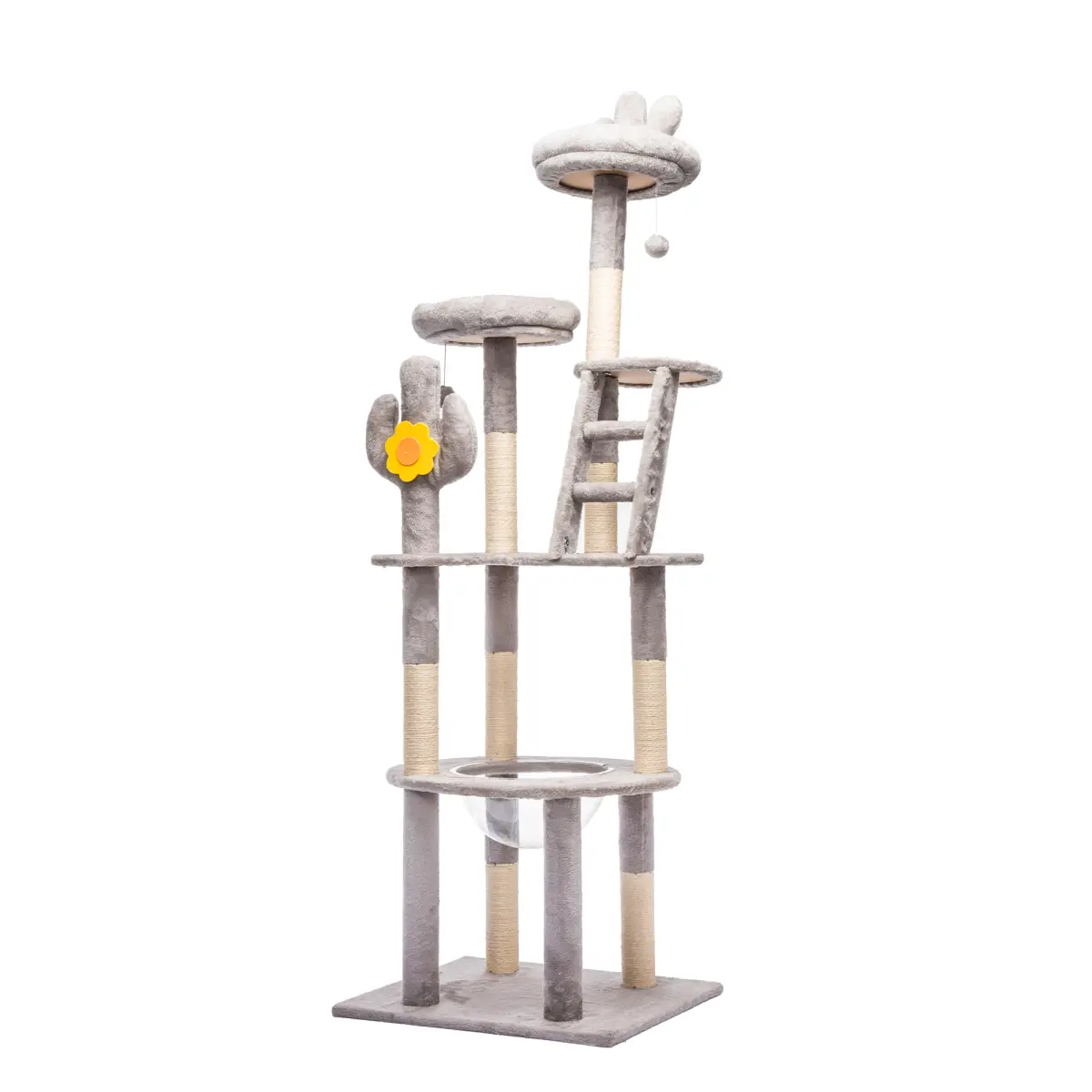 72in Cactus Cat Tree Tall Cat Tower for Indoor Cats W/Transparent Capsule,Sisal Scratching Posts,Plush Perches and Interactive Toys,Multi-Level Cat Activity Center Furniture for Kittens and Large Cats