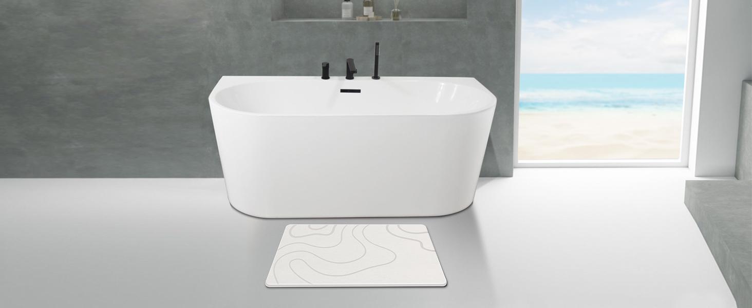 Bath Mat Diatomaceous Earth Shower Mat Non-Slip Super Absorbent Diatomite Stone Mats for Bathroom Floor Kitchen Counter Quick-Drying Easy to Clean
