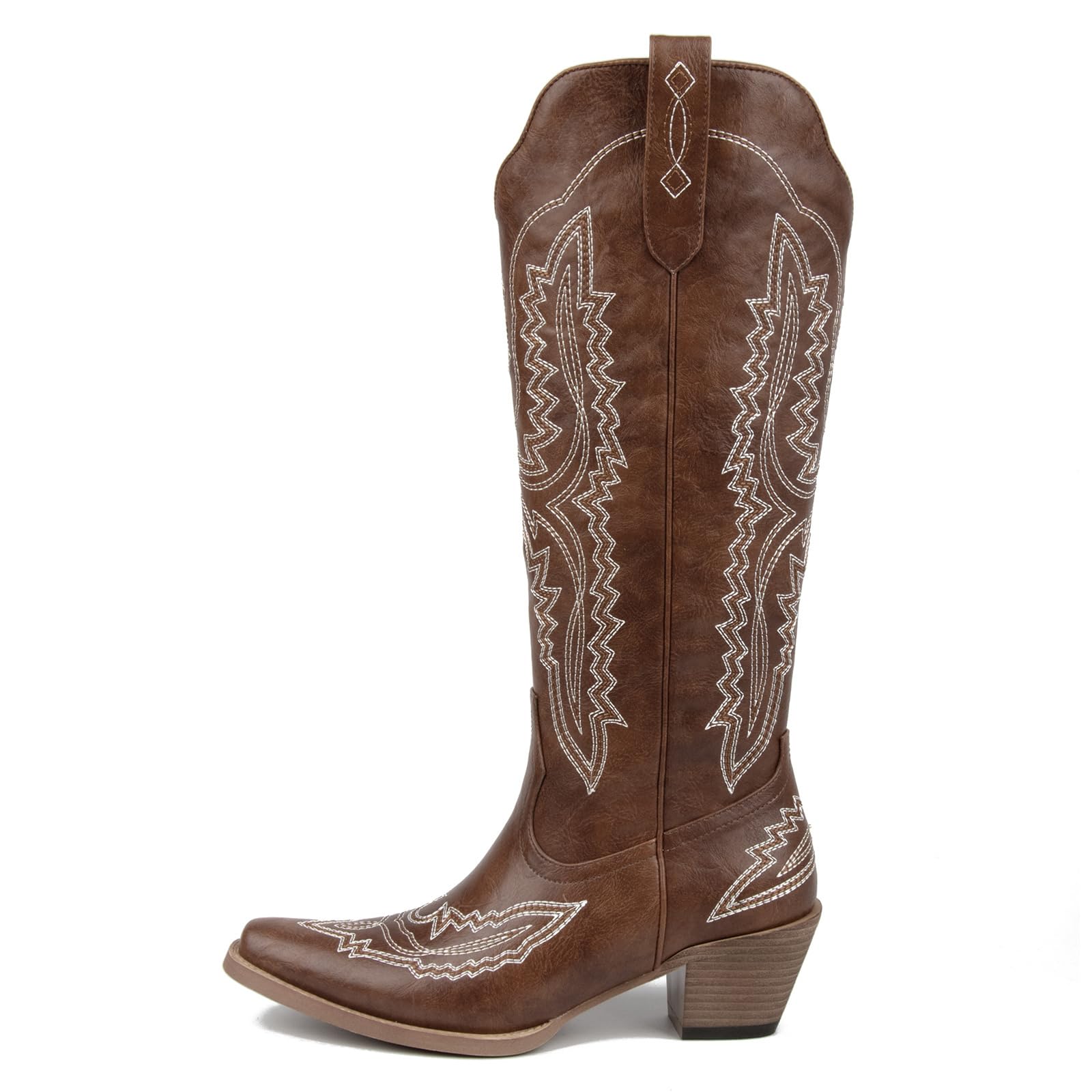 CowboyBoots for Women- Sparkly  WesternBoots with Classic Embroidery, Pointed Toe Pull OnZipper Retro Fashion Tall Boots,Botas Girl ShoeWalking Shoes Footwear Comfort Decor