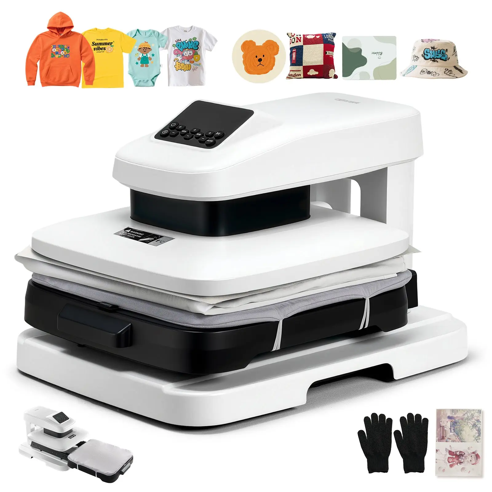 VEVOR Auto Heat Press Machine 15x 15 inch T-Shirt Press Machine White, Auto Release and Adjustable Pressure, Digital Display, Rapid and Even Heating, for Sublimation, Vinyl, Heat Transfer Projects