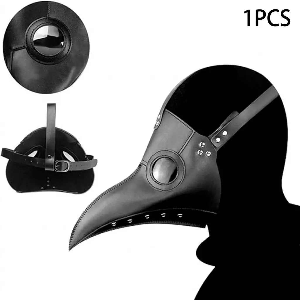 Patch Long Nose Plague Doctor Bird Beak Mask, Steampunk Cosplay Halloween Christmas Easter Costume Prop, Unique Party Accessory
