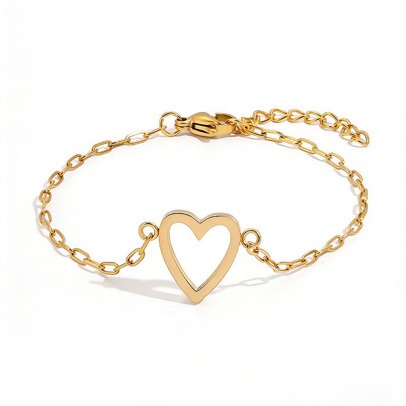 Stainless Steel Bracelet Hollow Heart Adjustable Minimalist Dainty Gift For Women Best Friend Couple