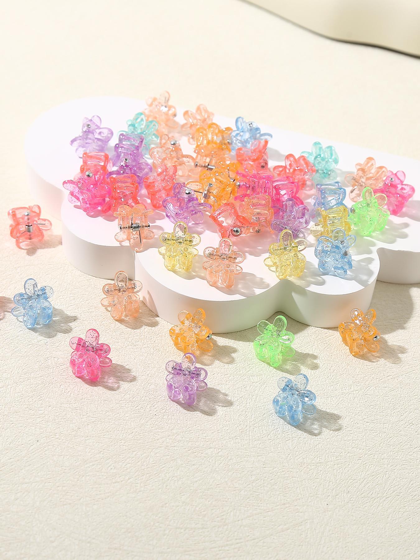 Cute Butterfly & Flower Shaped Mini Hair Claws, 50pcs Colorful Elegant Hair Claws, Fashion All-match Kawaii Hair Accessories for Women & Girls, Super Cute Clips