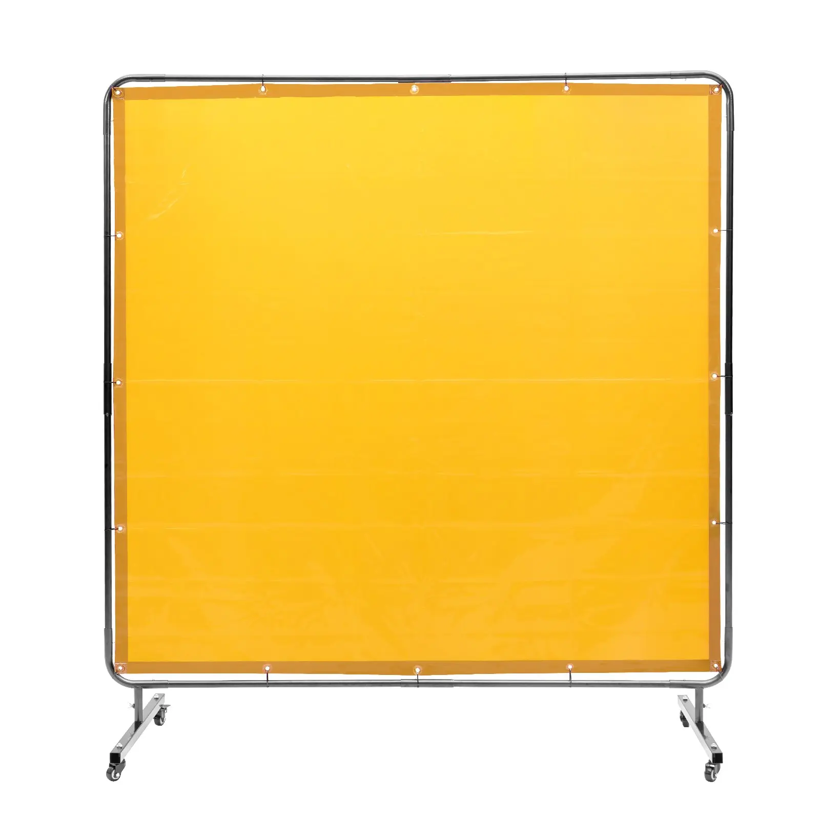 VEVOR Welding Screen with Frame, 6' x 6' Welding Curtain Screen, Flame-Resistant Vinyl Welding Protection Screen on 4 Swivel Wheel (2 Lockable), Moveable Professional for Workshop/Industrial, Yellow