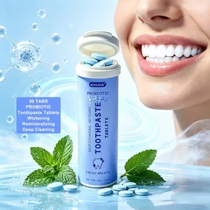 Adjaniss Probiotic Toothpaste Tablets, Travel Size, Easy to Carry, 50 Pieces/30g, Solid Form, Anti-Cavity Oral Care Benefits, Mouth Care, Teeth Cleaner