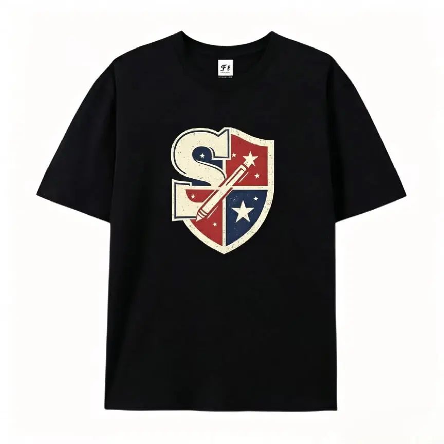 Oversized Patriotic S Shield Star Rocket Graphic T Shirt, Comfort Cotton Fashion Outfit, Cute Holiday Gift For Him Her, Perfect Valentine Patriotic Present For Lovers Family Friends