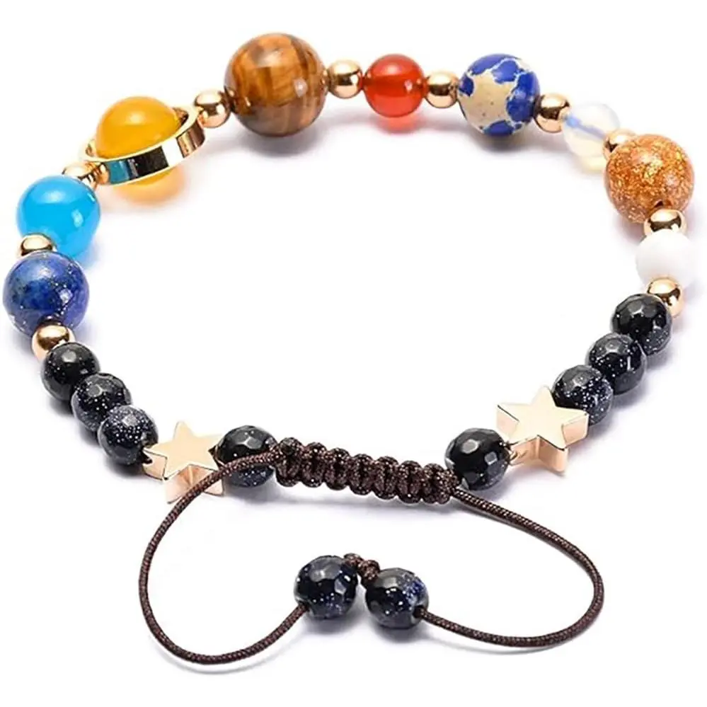 Bracelet Solar System Universe Galaxy Bracelet Stone Bead Bracelet String Adjustable Astronomy Gifts Bangle for Women Men