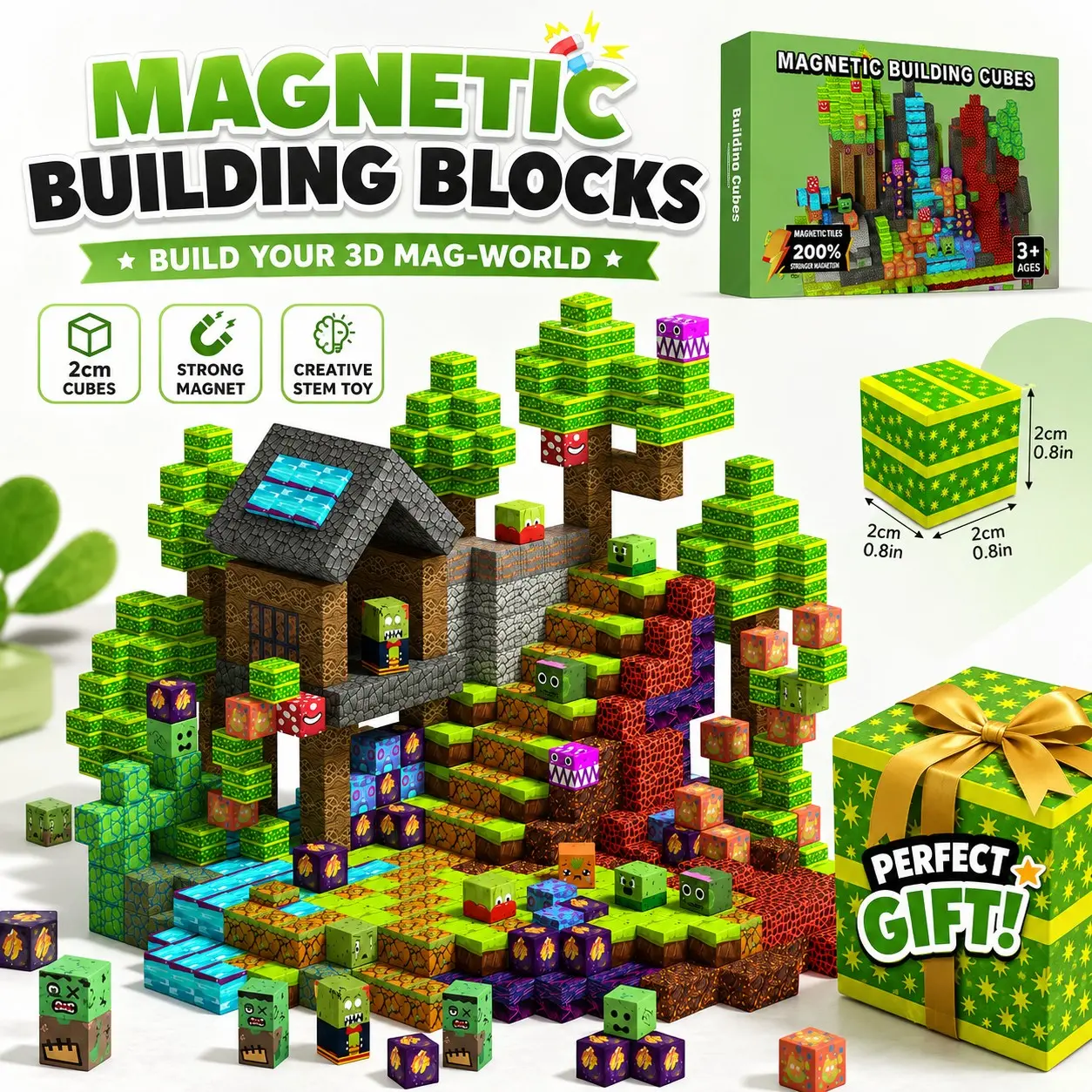 100/150pcs Plant Vs Zombie Magnetic Building Blocks, Pixel Style Puzzle Toys, Stem Educational Early Learning, Kids Family Gift