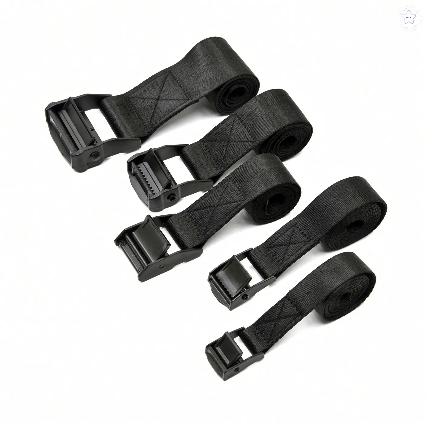 Black Zinc Alloy Cam Buckle Tie Down Strap, Cargo Lashing Securing Belt, Adjustable Luggage Fixed Strap for Motorcycle, Pallet & Cargo Transportation
