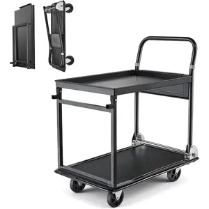 VEVOR Foldable Push Cart Dolly, 660 lbs Capacity, Folding Platform Truck with Swivel Wheels, Moving Platform Hand Truck Flatbed Cart, Space Saving Push Handle, for Easy Storage, 35.2x 23.4x 33.5 in
