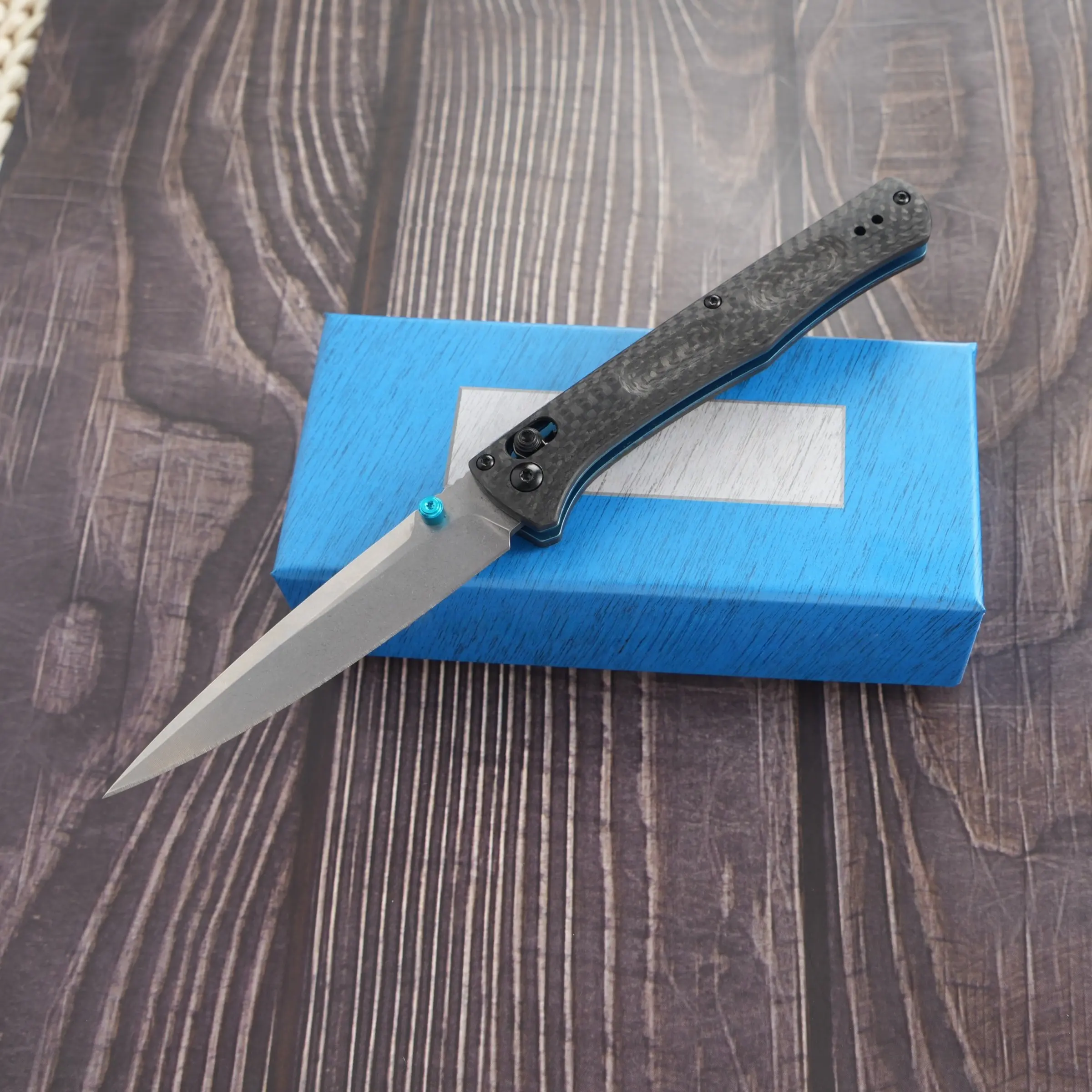 1pc 417 Folding Knife, Carbon Fiber Handle, Lightweight Edc Pocket Knife, High Hardness Blade, Multi-Functional Tool, Camping Fishing Travel Gift, Outdoor Knives