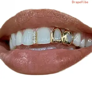 Gold And Silver Plated Hollow Star Heart Grillz, Hip Hop Teeth Accessory For Cosplay And Party Occasions