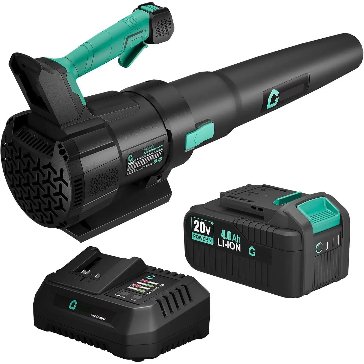 Leaf Blower Cordless- 20V Electric Leaf Blower 650CFM 200MPH & 2 Speed Mode, 1 * 4.0Ah Battery Powered, 1*Charger Leaf Blowers for Lawn Care, Blowing Leaves, Patio, Dust