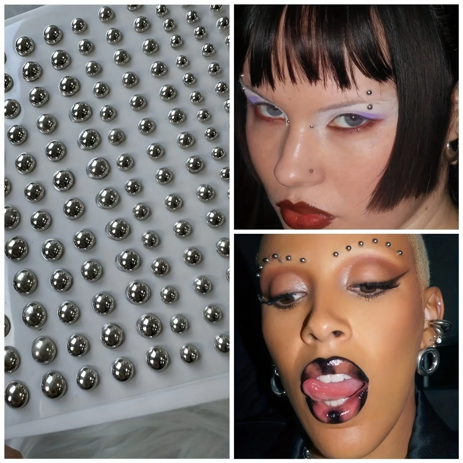 165pcs Lip Stud Stickers, Y2K Sexy Body Jewelry, Rhinestone Fake Nipple Piercing, Temporary Tattoo, Party Festival Accessory, Body Fake Tattoos