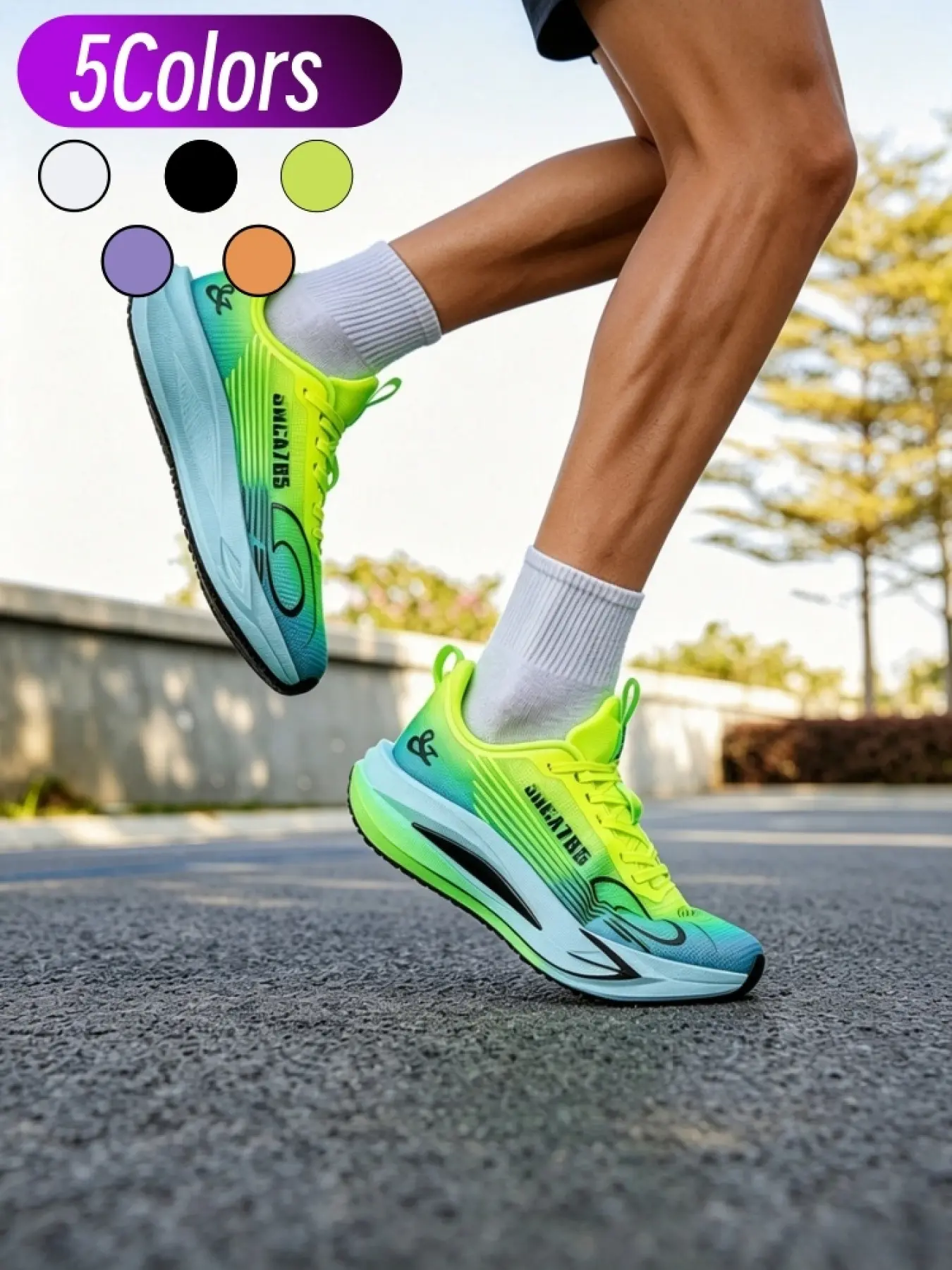 1 Pair Unisex High Intensity Training Racing Shoes Trendy Sport Breathable Mesh Streamlined Light Cushion Anti Slip Sole Test Daily