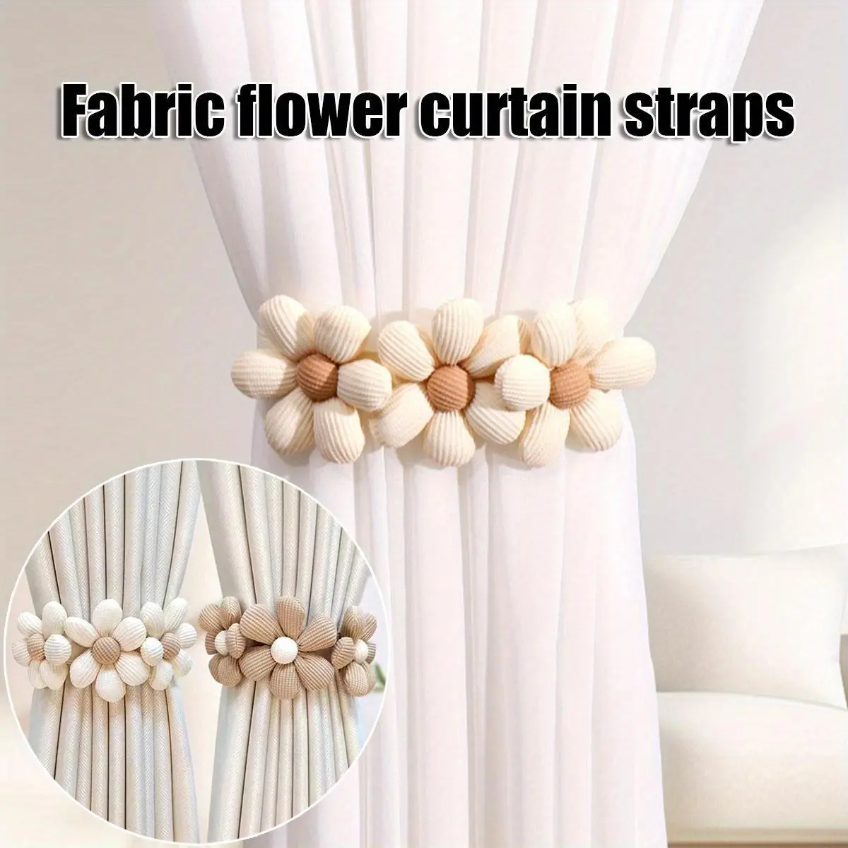 2-Piece Vintage Floral Fabric Curtain Tie Set Pack - Zinc Ceramic Buckle-Equipped, 45cm Durable Scratch-Resistant Ropes for Curtains, Mosquito Nets, Two Piece Set