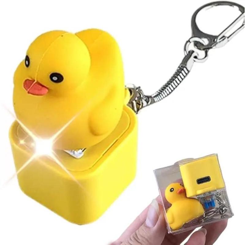 2026 NEW [Christmas Gift] Spinning Quack Duck Keychain Real Sounds Light Fidget Toy for Kids Adults TypeC Rechargeable Sensory Button 360-degree Rotation girl  room  accessories i̇phone  16  pro  cases