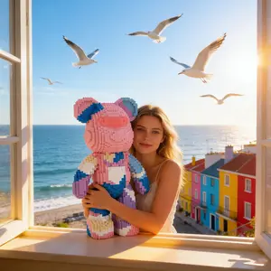 Candy Coastline Lucky Bear 3D Puzzle Blocks Creative Decoration, Birthday/halloween/festive Gift, Home Decor, DIY Crafts, Collectible Statue