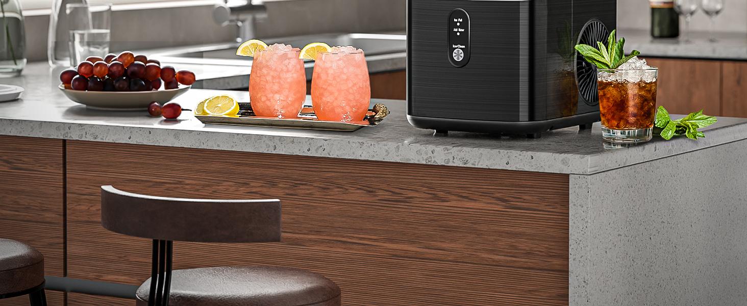 Kismile Nugget Ice Makers Countertop,Portable Ice Machine with Crushed Ice, 35lbs/Day,Self-Cleaning,One-Click Operation for Home Use