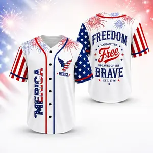 USA Men's & Women's Patriotic Fashion Baseball Jersey - Red White Blue American Flag Sports Shirt, 4th of July Independence Day Casual Apparel, Holiday Graphic Tops, Semiquincentennial Outfits