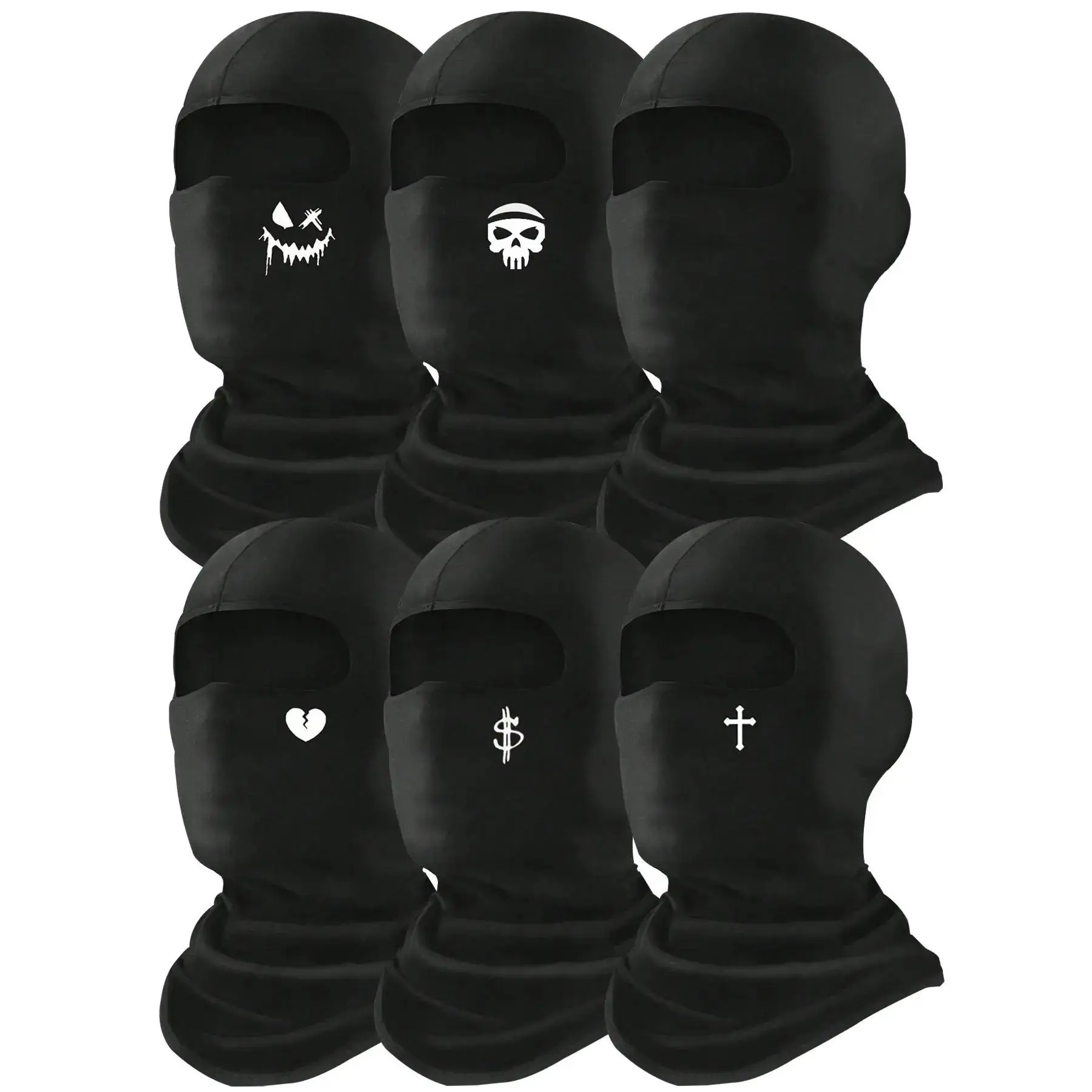 6Pcs Unisex Windproof Balaclava Face Mask Set - UV Protection Tactical Neck Gaiter & Motorcycle Helmet Liner for Cycling, Running & Outdoor Sports