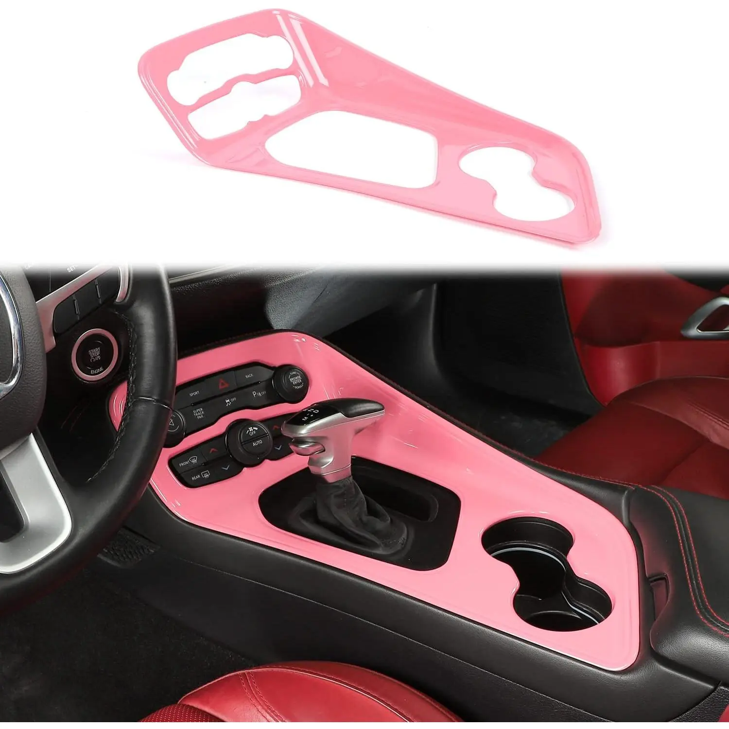for Challenger Gear Shift Shifter Panel Shift Lever Panel Transmission Gear Selector Gearstick Panel Cover Trim Fit for 2015-2024  Challenger Interior Accessories ABS