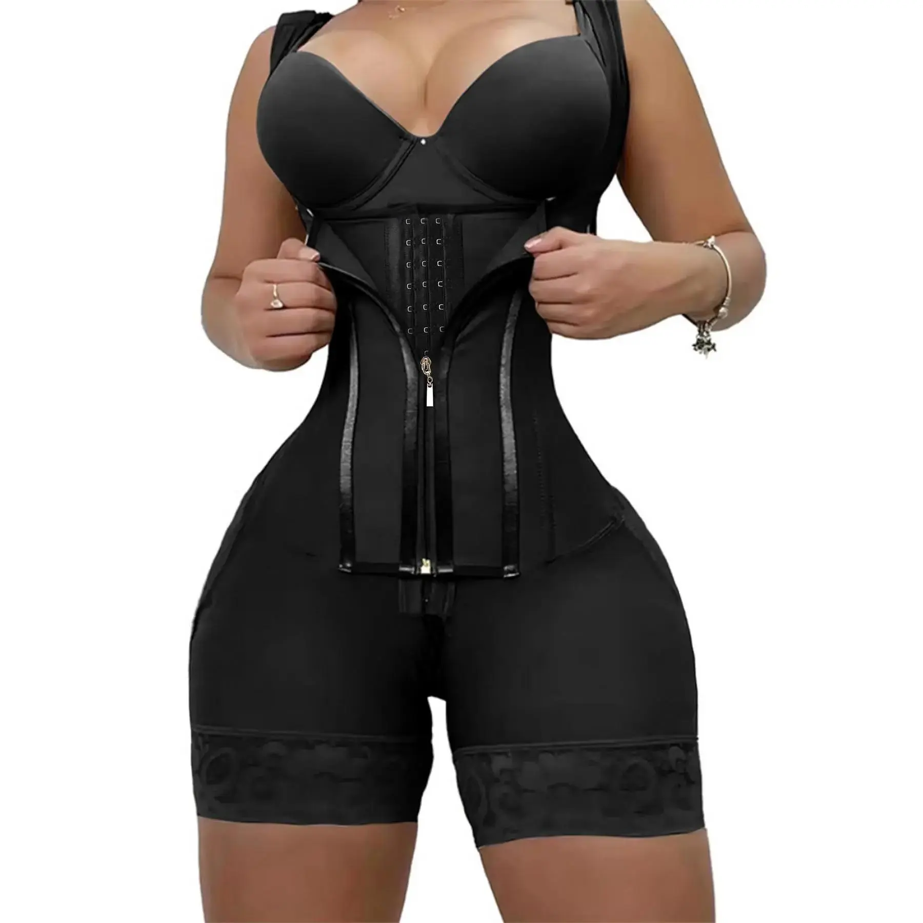 Women's Solid Color Zipper Corset Shapewear Romper Tummy Control Shaper for Daily Wear wedding dress prom timeless style musthave piece versatile piece easy care wardrobe essential chic piece classic staple