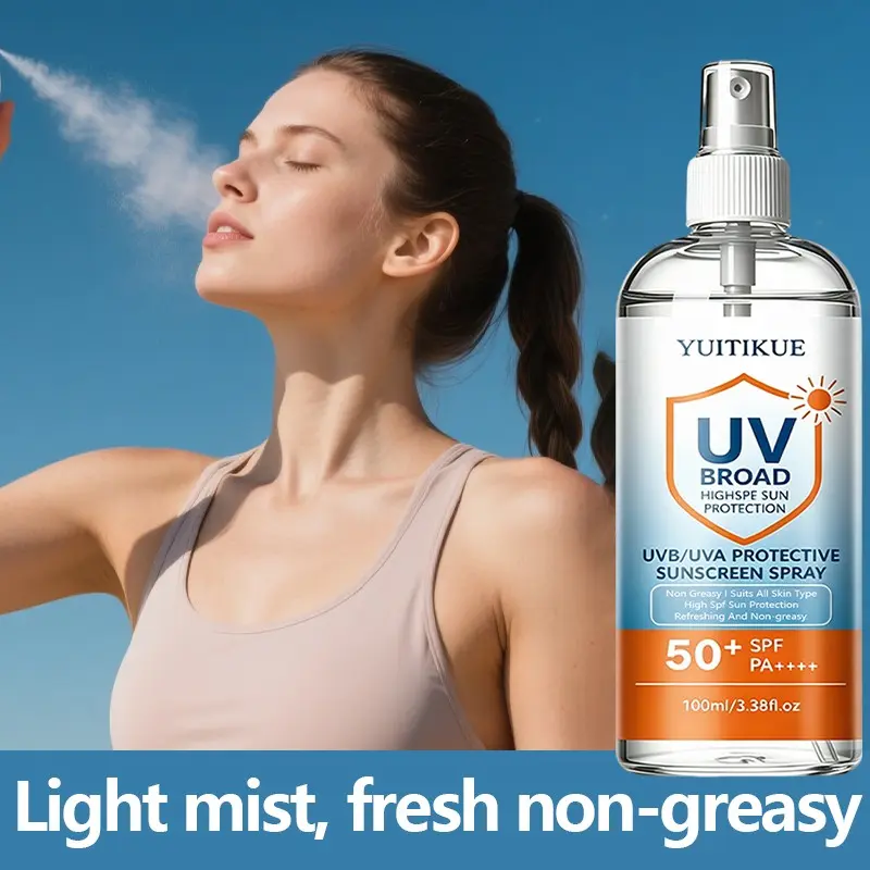 Yuitikue High SPF Sunscreen Spray, Cooling and Soothing Formula, Refreshing Non-Greasy Sun Protection Spray 100ML, Ideal for Daily Use