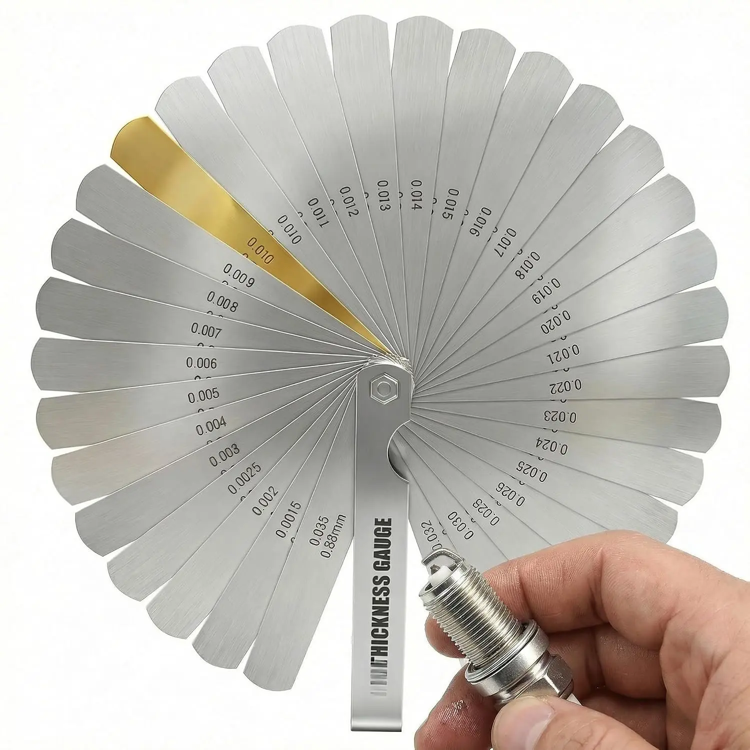 Stainless Steel Feeler Gauges Spark Plug Gap Tool (0.04-0.88 mm, 32 count ) Filler Gauge Set Spark Plug Gapping Tool Spark Plug Tester