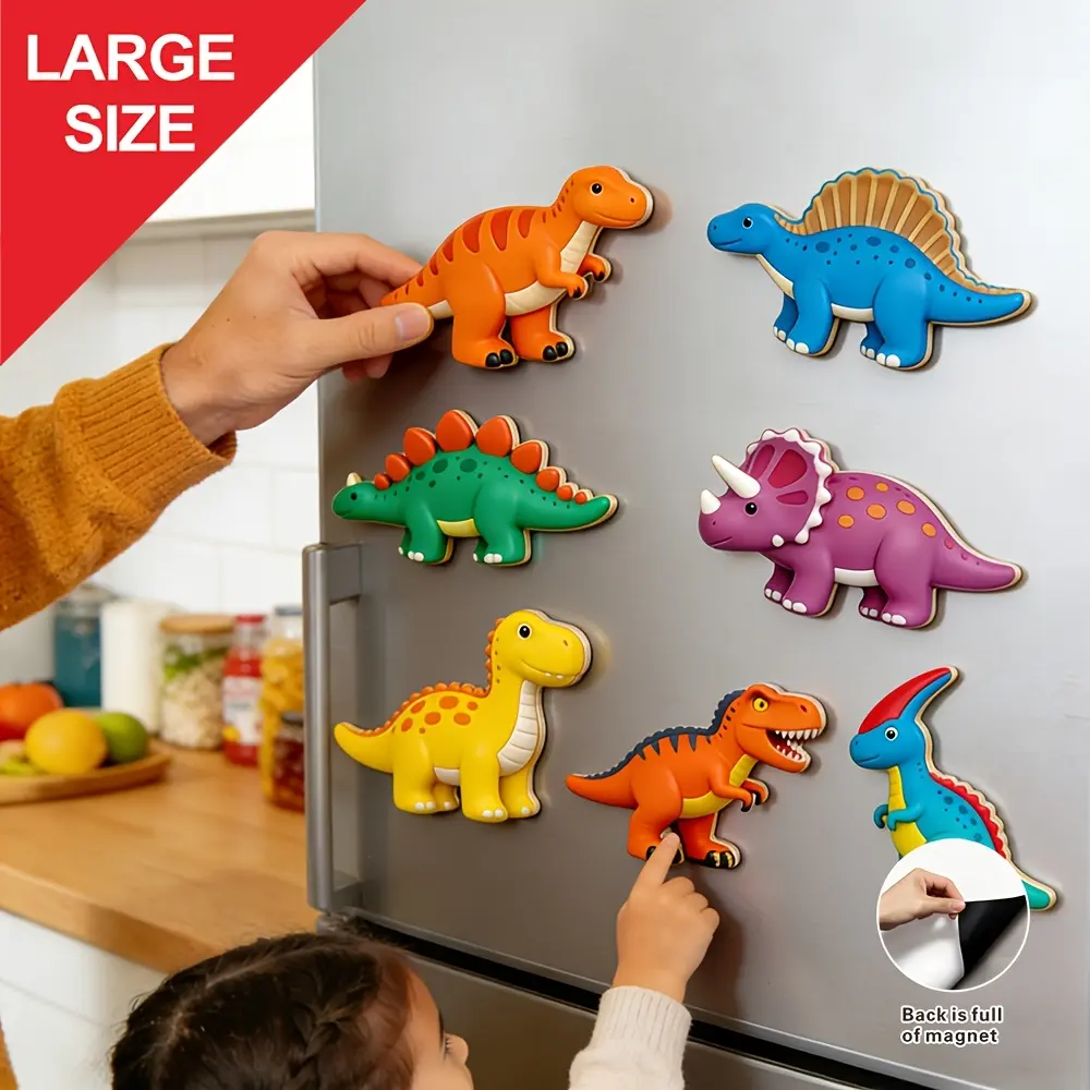 8 pcs of cartoon dinosaur dishwasher magnetic stickers, Cute magnets for fridge, featuring 8 adorable dinosaur designs, perfect for decorating refrigerators, dishwashers, and garages, and ideal as gifts for friends and family