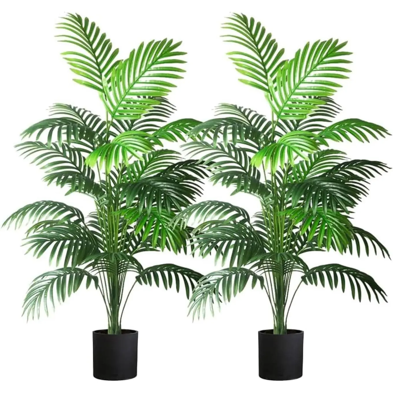 4ft 2pcs Large Fake Palm Tree Tropical Palm Leaves Faux Palm Tall Tree Indoor Real Touch Plastic Monstera Leaves for Home Garden Outdoor Office Decor (4ft/125cm-2pcs)