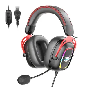 RGB Gaming Headset for Xbox Ps4 Ps5 PC Laptop, Noise Cancelling Over-Ear Headphones with Microphone, Adjustable Headband, Type-C Adapter