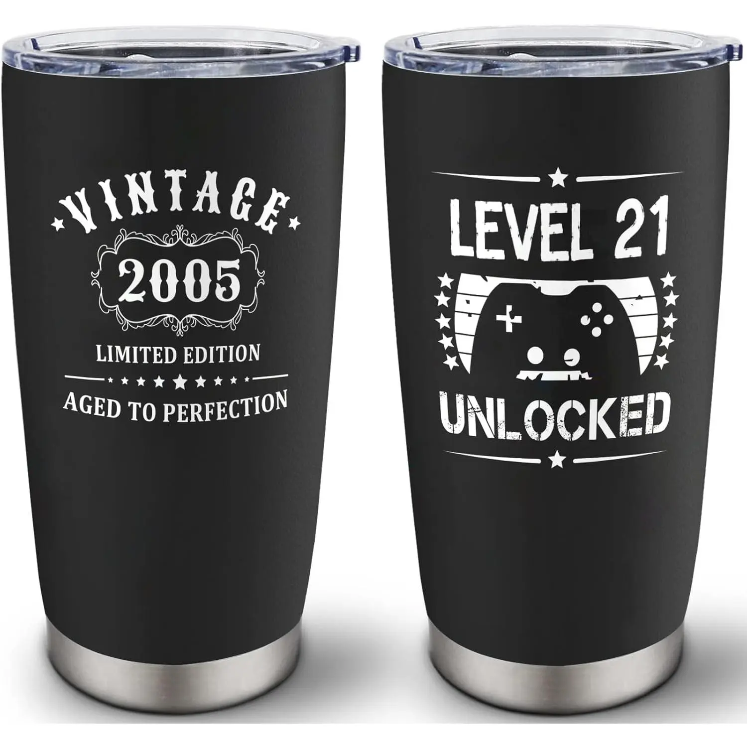 20oz Portable Vacuum Flask Tumbler - 21st Birthday Gift for 2005 Vintage Him, Cheers To 21 Years Turning 21 Bday Gift for Male Boy, Flasks