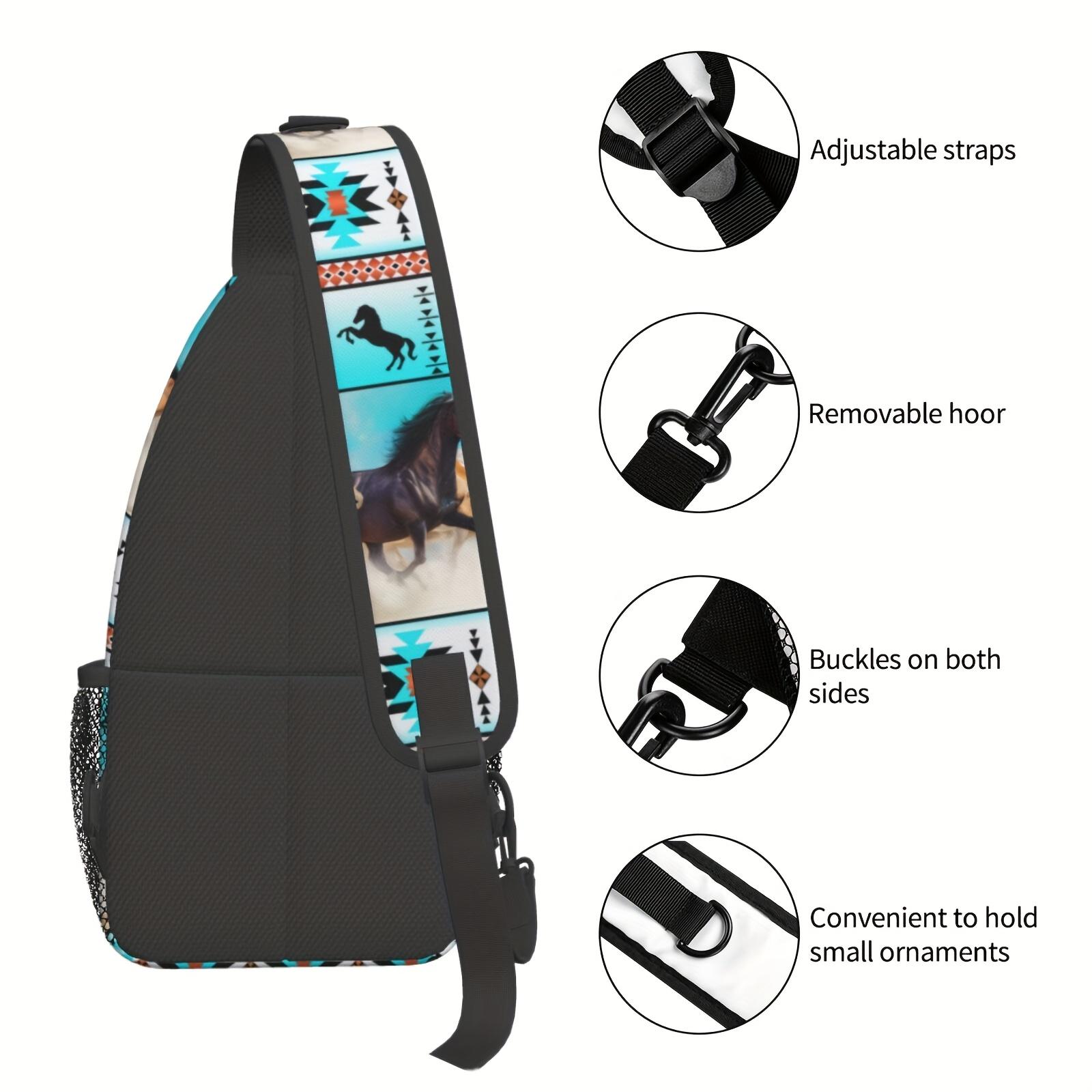 Crossbody Chest Hiking  Southwest Tribal Art Cowboy Desert Horse Shoulder Folding Large Capacity Can Be Used For Shopping, Leisure Travel Beach Fishing  Travel Must Have  For School Back Christmas Gift backpack