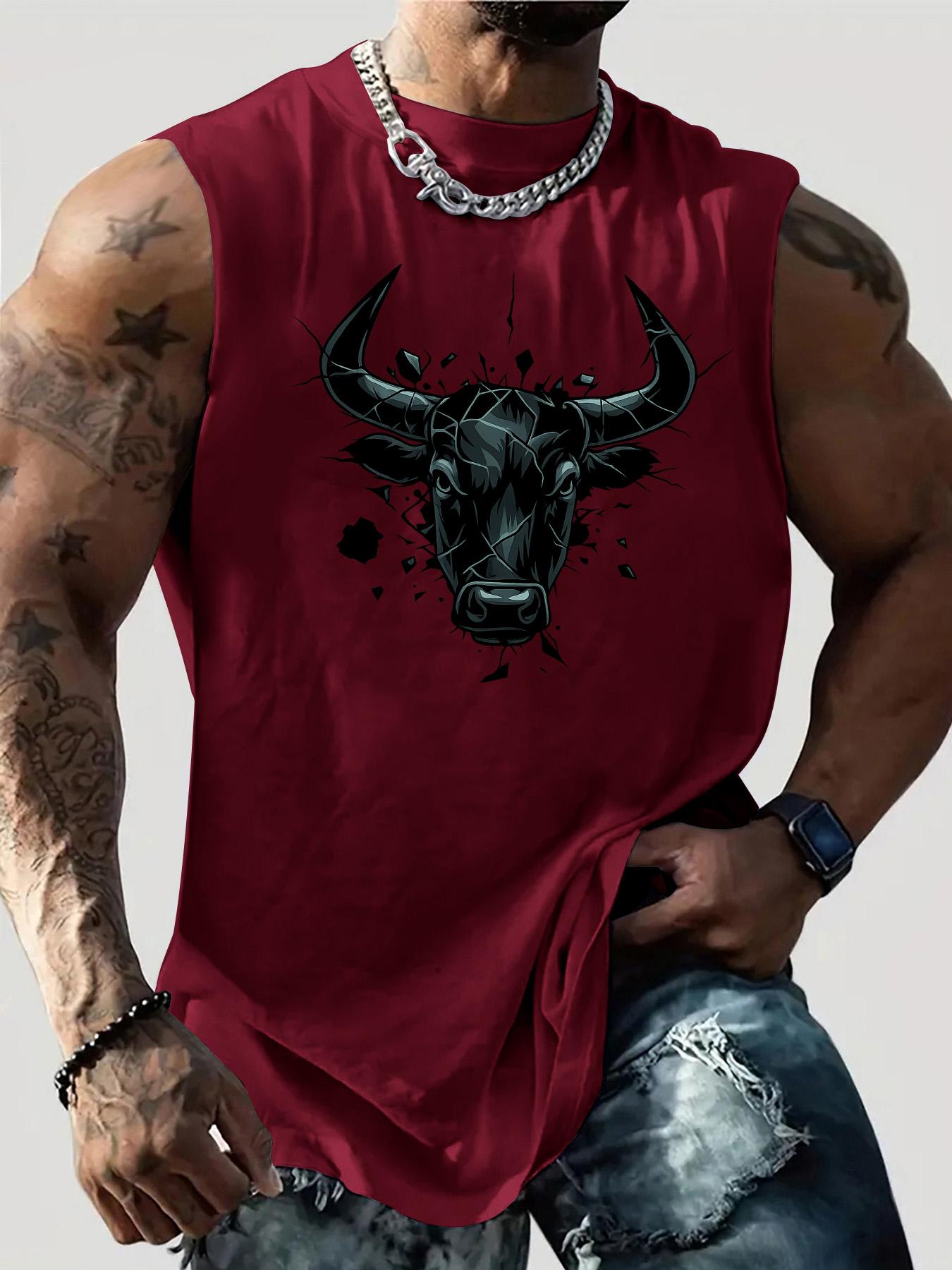 Men's Casual Trendy Round Neck Graphic Print Vest, Stylish Sleeveless Top for Summer, Cool Fashion for Casual Outings