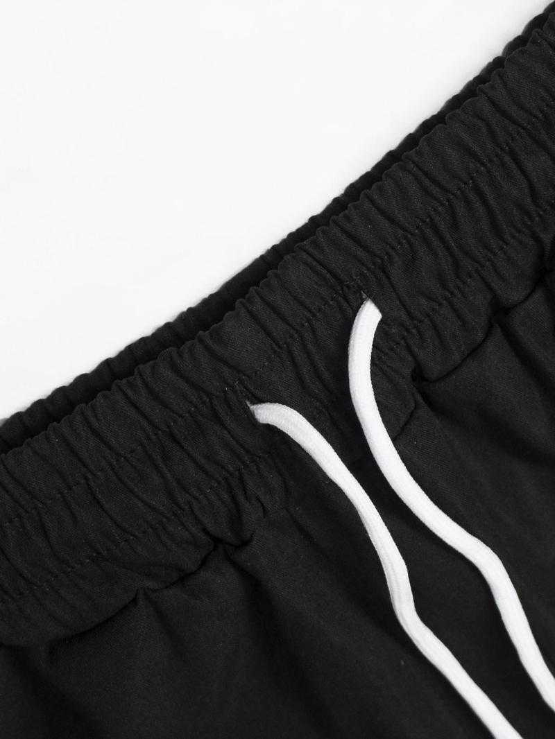 Men's Solid Drawstring Waist Pants, Street Fashion Pocket Straight Leg Pants for Daily Wear, Men Streetwear Pants, Casual Menswear, Men's All Seasons Bottoms, Summer Clothes 2025