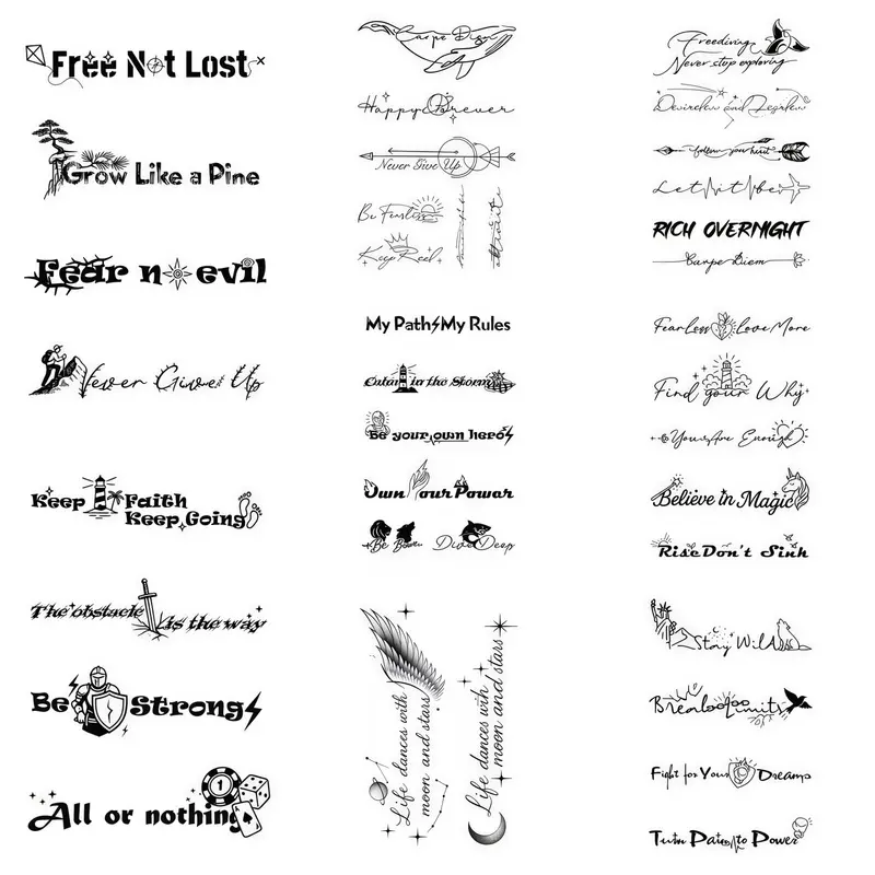 Semi permanent tattoo, waterproof and long-lasting for 7-15 days, Japanese style short slogan pattern, herbal temporary tattoo sticker 12 * 19cm/11 * 18/7 * 12cm arm and shoulder water transfer printing process