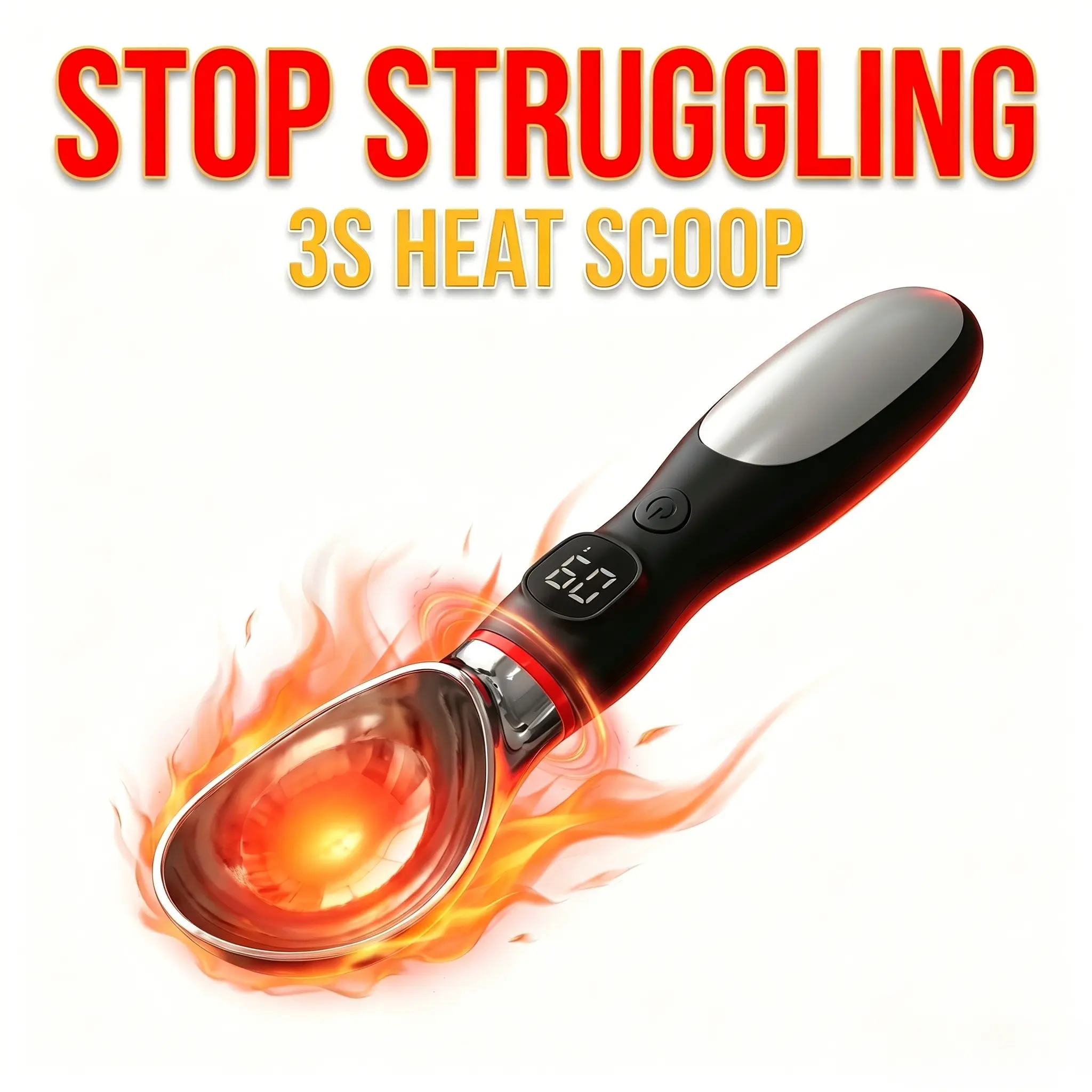 Rechargeable Electric Ice Cream Spoon, Heated Ice Cream Scoop, Three Temperature Settings, Ip67 Waterproof, Stainless Steel, 4000mah Battery, Home Use