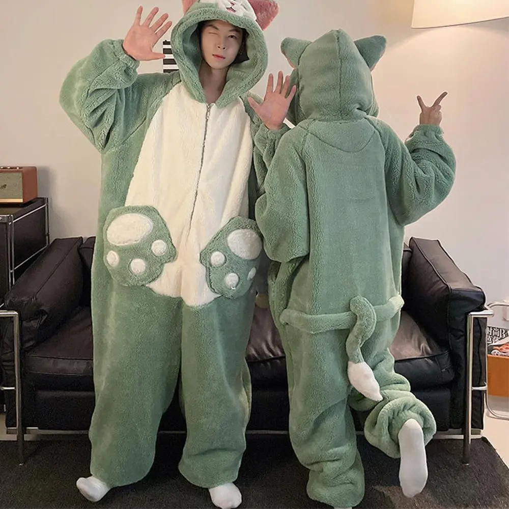 Halloween Pajamas Flannel Women Anime Onesies Adults Animal Overalls Thicken Homewear Men Warm Winter Sleepwear Fleece Jumpsuits
